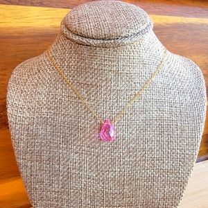 Pink Sapphire Necklace Minimalist Crystal Gemstone September Birthstone